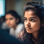 Young female student in classroom